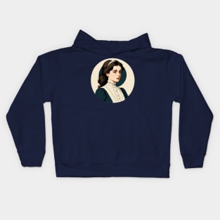 Edwardian Gibson Girl with Tired Eyes Kids Hoodie